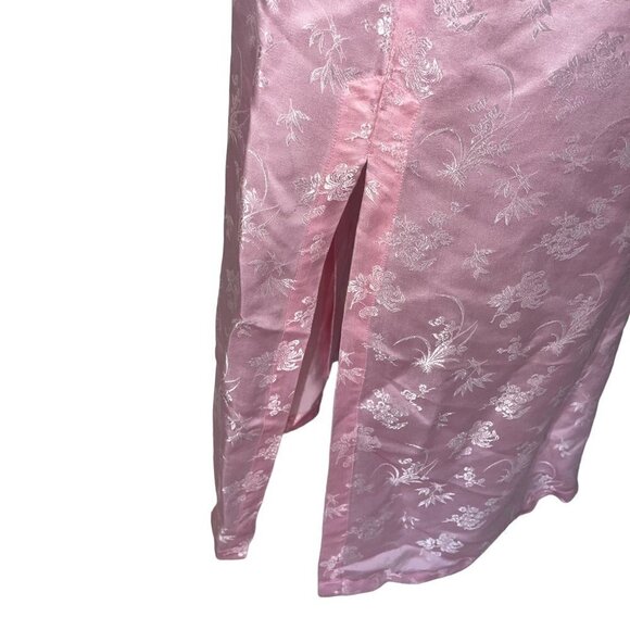 Softraiment Vintage Womens Silk Robe Size Large Pink Snap Front Floral Jacquard - Picture 12 of 16